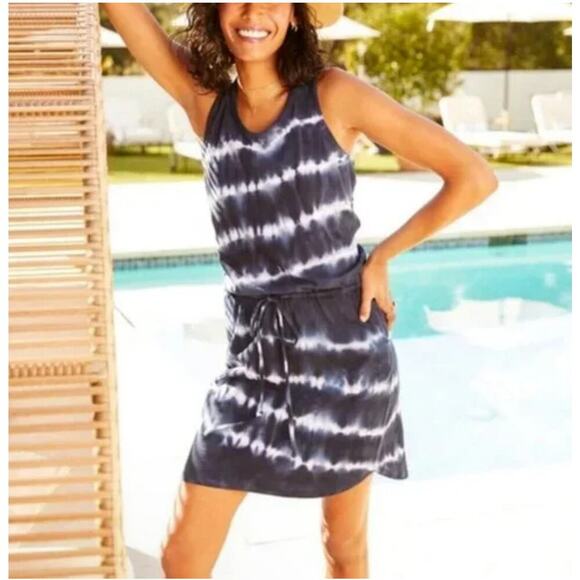 Sundry for Evereve Tie Dye Dress with Pockets Adjustable Waist Size 1 Small - Picture 2 of 8